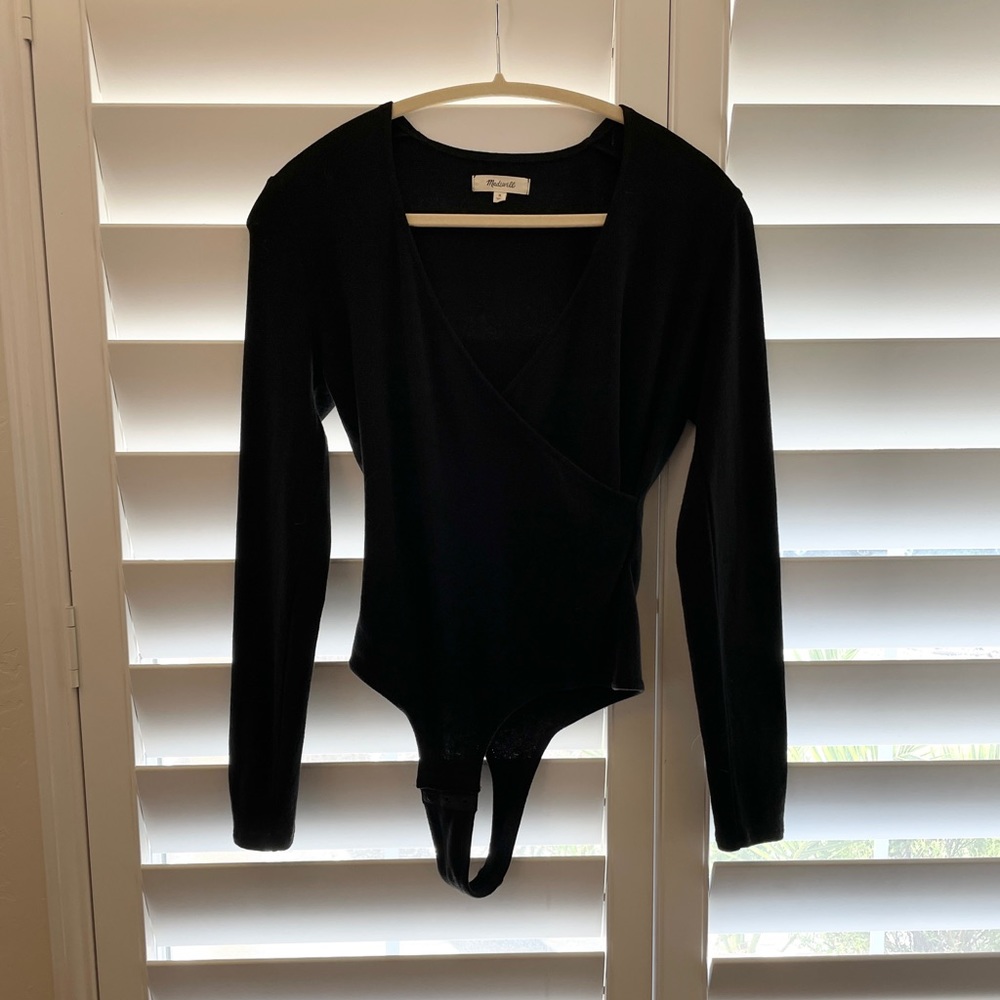 Madewell Wrap thong long sleeve bodysuit size M NWOT